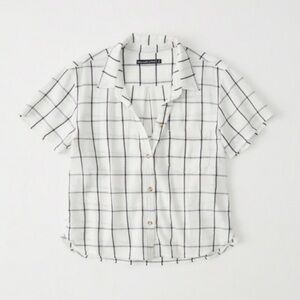 Abercrombie Fitch White Windowpane Short Sleeve